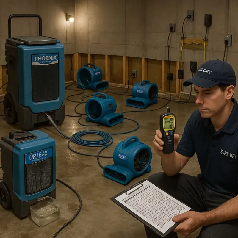 Structural Drying and Dehumidification process in Center, TX